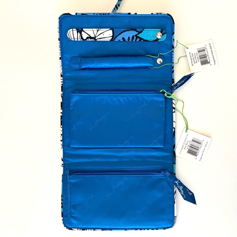 VERA BRADLEY All Wrapped Up Jewelry Roll Travel Organizer Blue Bayou Pattern - Picture 10 of 11